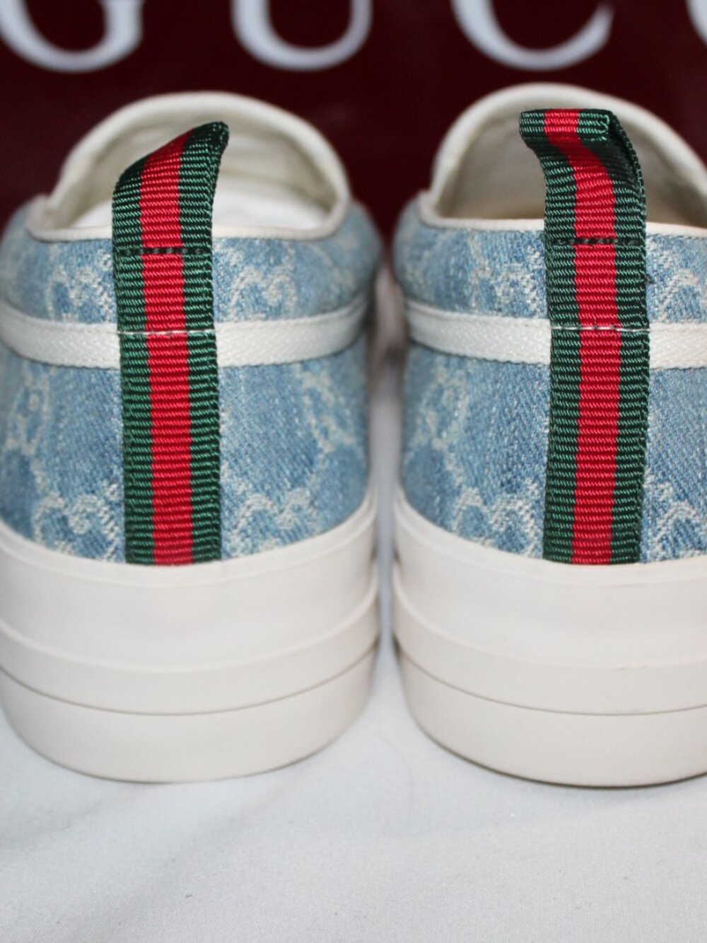 NWB Gucci GG Supreme Blue Loafers Slip On Sneakers Flats Loafer Tennis 836059 40 - Picture 4 of 8